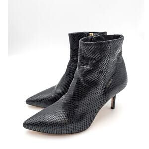 L'agence Snakeskin Block Heeled Ankle Boots Women's Black Size US6 EU36.5
